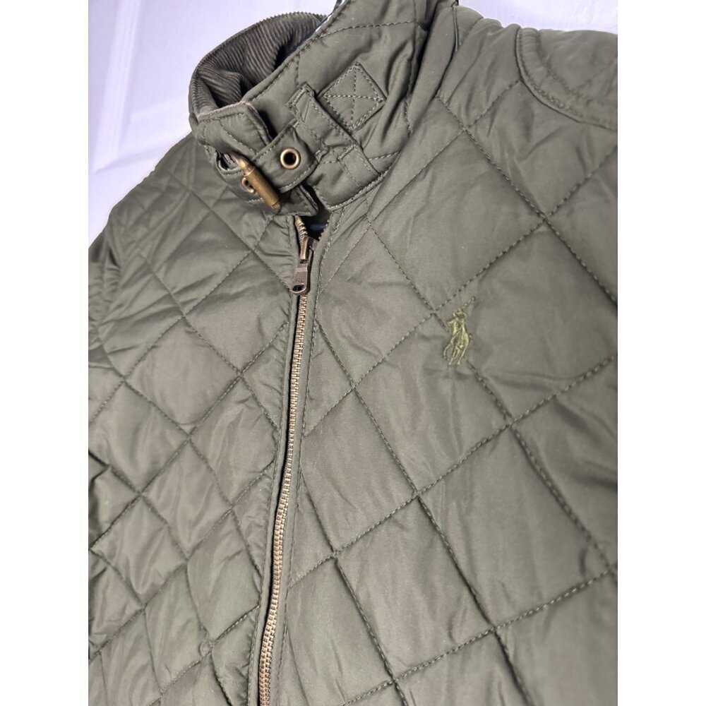 Polo Ralph Lauren Girls L Olive Green Quilted Jacket Gold Snap Buttons & Zipper - Picture 6 of 9